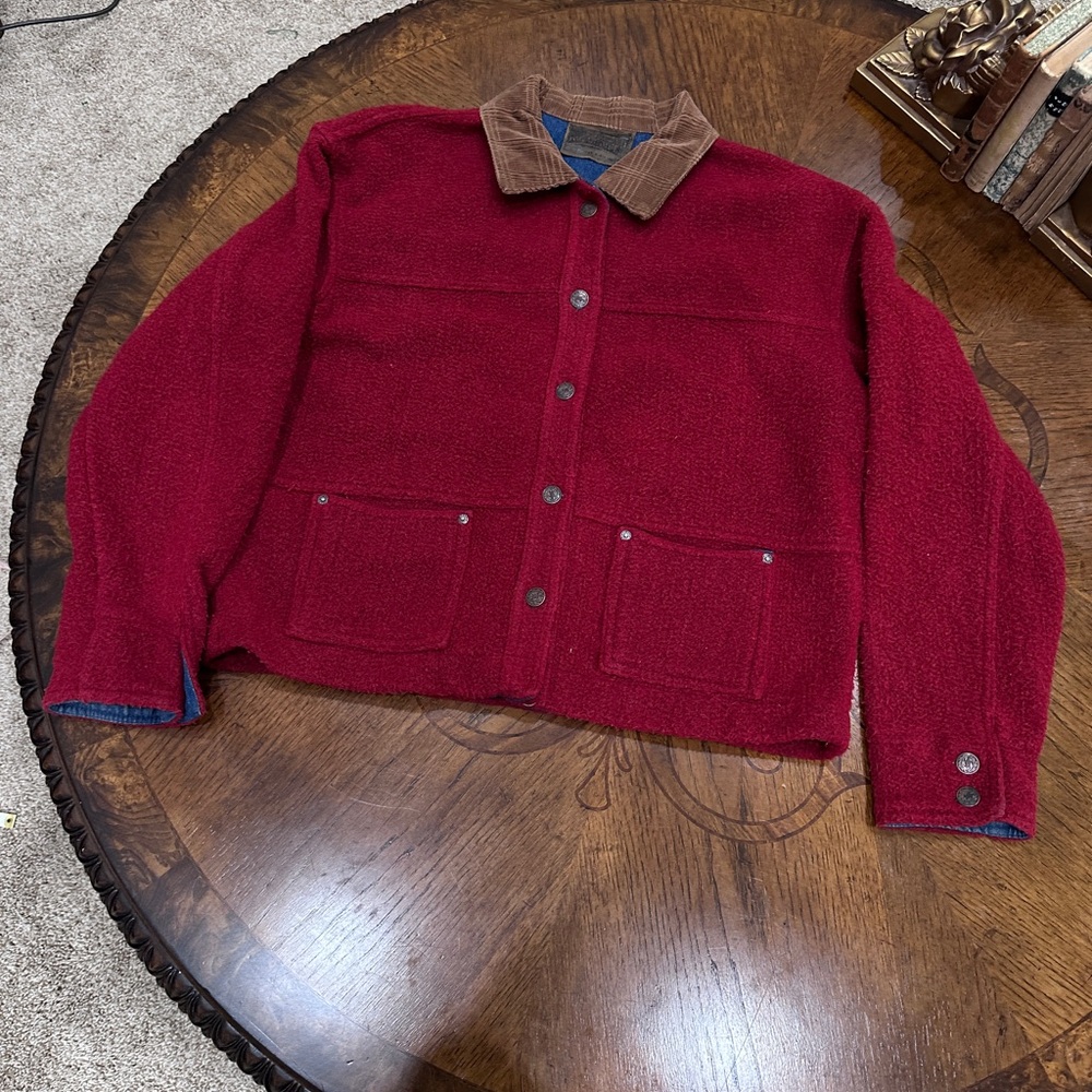 Roughrider by Circle T Vintage Sherpa Western Jacket Red 90s Heritage Ranch - Picture 9 of 9